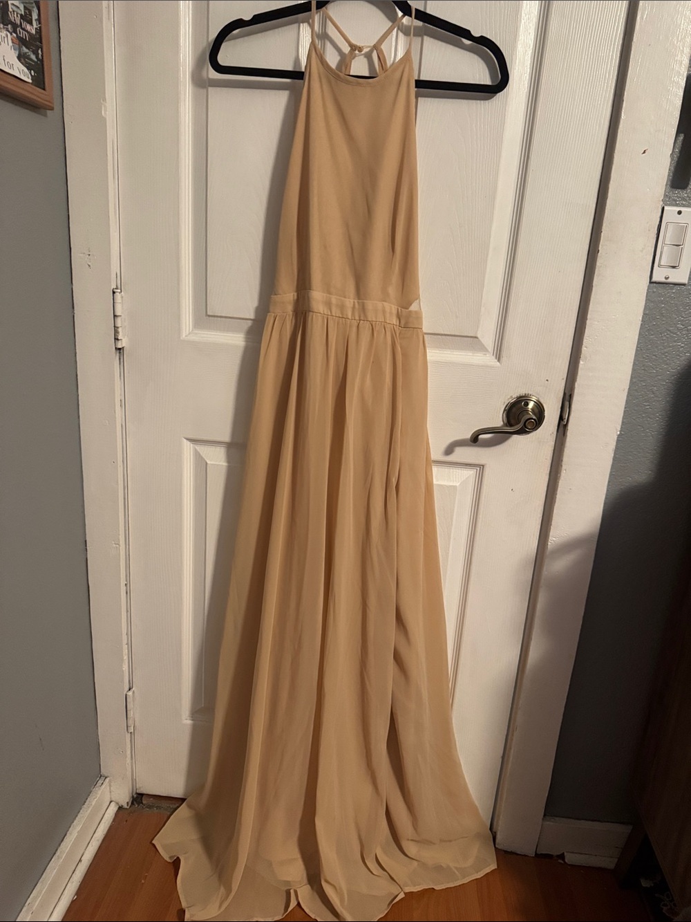 SHEIN Halter Maxi Dress in Beige Cream Tone
